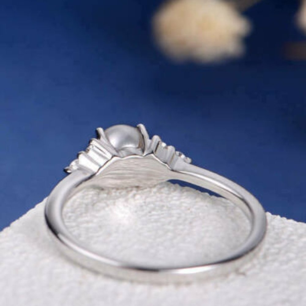 New Pearl with CZ 925 Sterling Silver Ring - Picture 5 of 5